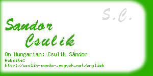 sandor csulik business card